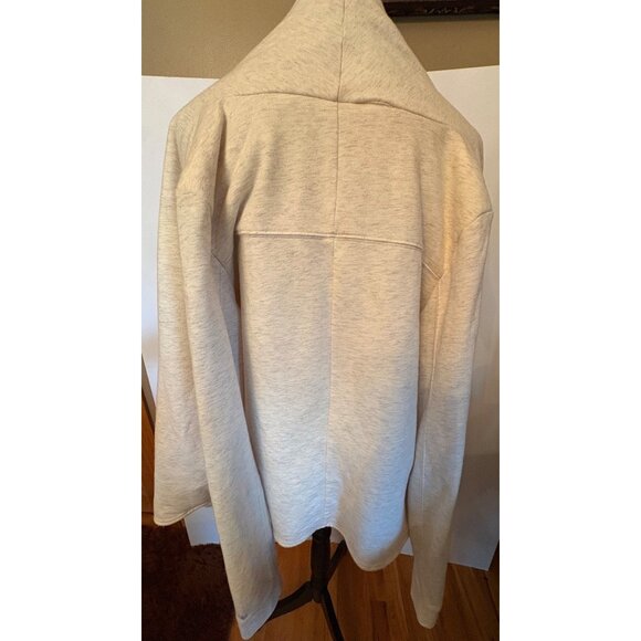 Gaiam Womens Asymmetrical Open Front Cardigan Jacket XL Beige Cozy Sherpa Lined - Picture 6 of 15